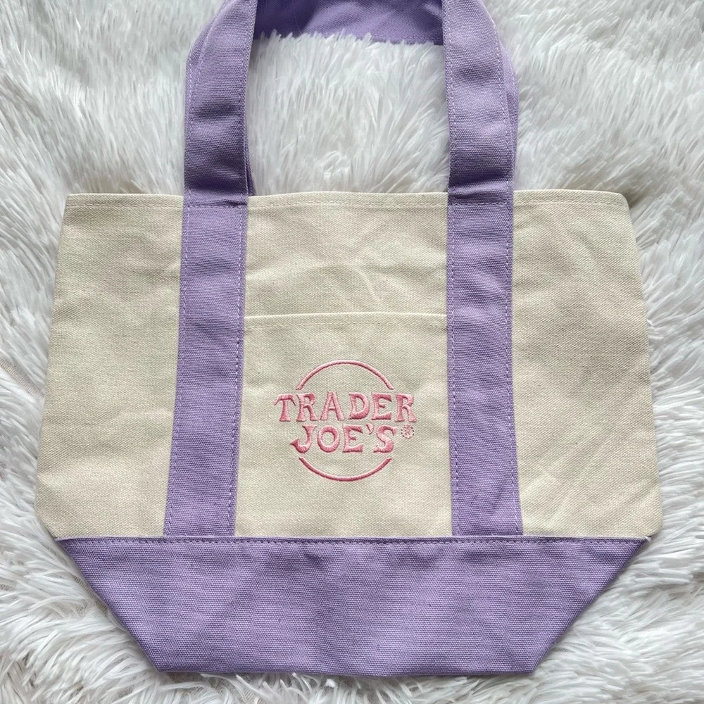 Trader Joe’s Mini Canvas Tote Bags Pastel Collection - Picture 3 of 5